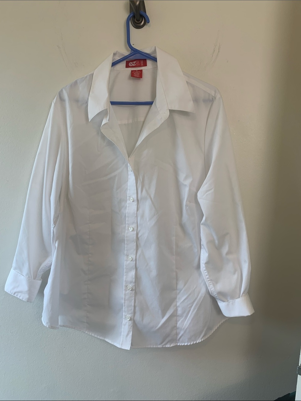 Haggar Bright White Button Up Shirt , Crisp Poly Cotton Blend